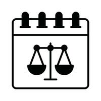 Balance scale on calendar concept vector of law, constitution day icon design