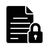 Secure confidential agreement document with locked access vector, padlock protection vector