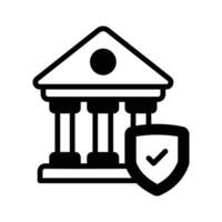 Bank building with shield, secure banking, financial security, security concept vector
