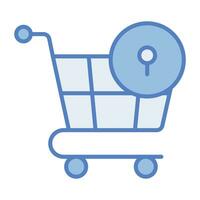 Shopping cart with lock, secure shopping, security icon vector