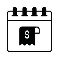 Receipt on calendar denoting concept icon of bill paying, ready to use vector