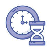 Hourglass with clock showing icon of time management in trendy style vector