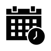 Calendar with clock showing timetable concept vector design, easy to use icon