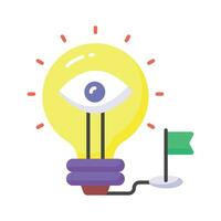 An eye inside light bulb with flag concept vector of idea monitoring in trendy style