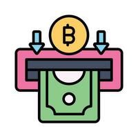 Bitcoin withdraw vector design isolated on white background