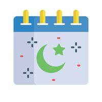 Luna con estrella en calendario demostración concepto de Ramadán calendario icono vector