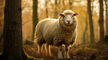 Portrait woolly sheep in the farm AI Generative photo