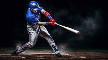 Professional baseball player hitting the ball AI Generative photo