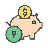 Piggy bank and gold coin. Financial services. Safe finance investment vector