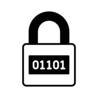 Binary code on padlock, modern vector of digital security, encryption icon