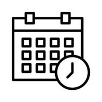 Calendar with clock showing timetable concept vector design, easy to use icon