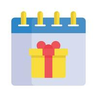 Gift box on calendar showing concept vector of birthday calendar