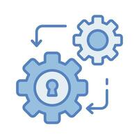 Secure management icon, with gear and lock, setting icon vector