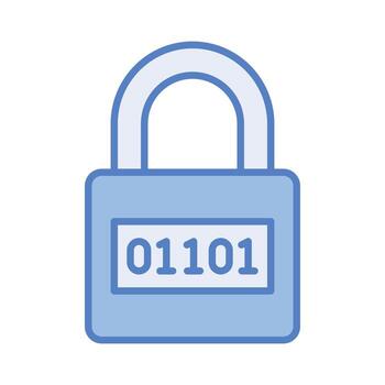Binary code on padlock, modern vector of digital security, encryption icon