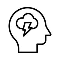 Lightbolt and cloud inside mind depicting concept icon of brainstorming vector design