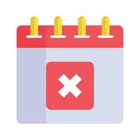 Cross symbol on calendar concept vector of reject calendar