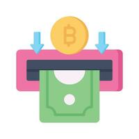 Bitcoin withdraw vector design isolated on white background