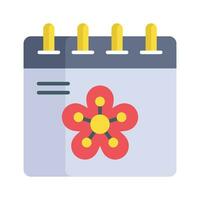 Flower on calendar denoting concept vector of spring calendar in editable style