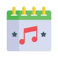 Music note on calendar, concept vector of music concert