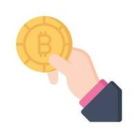 Hand holding cryptocurrency coin, concept vector of bitcoin payment