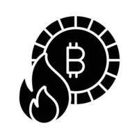 Fireflame with bitcoin showing concept vector of bitcoin loss