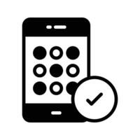 Mobile phone unlock pattern icon, mobile protection, security icon vector