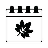 Maple leaf on calendar, autumn calendar vector design in modern style