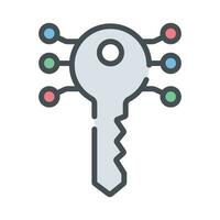 Digital key. Electronic key made with binary code. Cyber security and access security vector