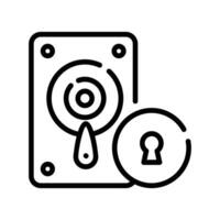 Hard disk drive security icon, data protection, security concept vector