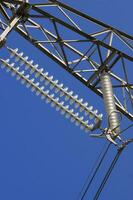 a close up of a power line with wires attached photo