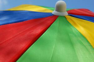 a close up of a colorful umbrella photo