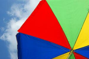 a close up of a colorful umbrella photo