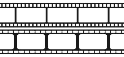 Set of seamless film strips. Tape of movie template on white background. Vector illustration