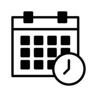 Calendar with clock showing timetable concept vector design, easy to use icon