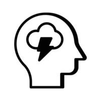 Lightbolt and cloud inside mind depicting concept icon of brainstorming vector design