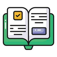 Organized book of reference on a certain field of knowledge, employee handbook icon design vector