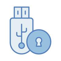 Pen Drive security icon, data protection, locked usb vector