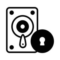 Hard disk drive security icon, data protection, security concept vector