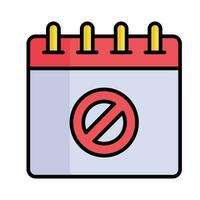 Prohibited sign on calendar, vector of prohibited or block