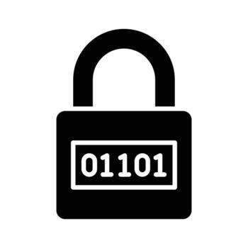 Binary code on padlock, modern vector of digital security, encryption icon