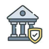 Bank building with shield, secure banking, financial security, security concept vector