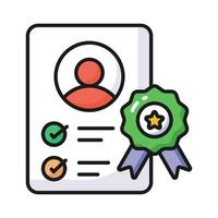 Star badge with page showing concept icon of employee certificate in trendy style, employee of the month vector