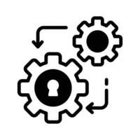 Secure management icon, with gear and lock, setting icon vector