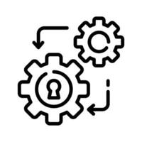 Secure management icon, with gear and lock, setting icon vector