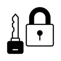 Padlock with key showing concept icon of private key vector