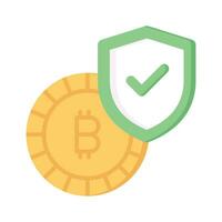 Bitcoin with protection shield, concept vector of bitcoin security