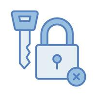 Padlock with key and cross sign, concept icon of broken security vector