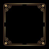 Art Deco Gold Square vector frame on black. Isolated metal border with empty space