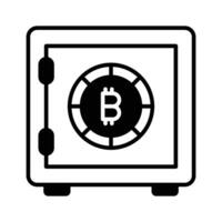 Trendy icon of bitcoin safe, crypto vault vector design