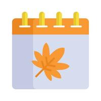 Maple leaf on calendar, autumn calendar vector design in modern style